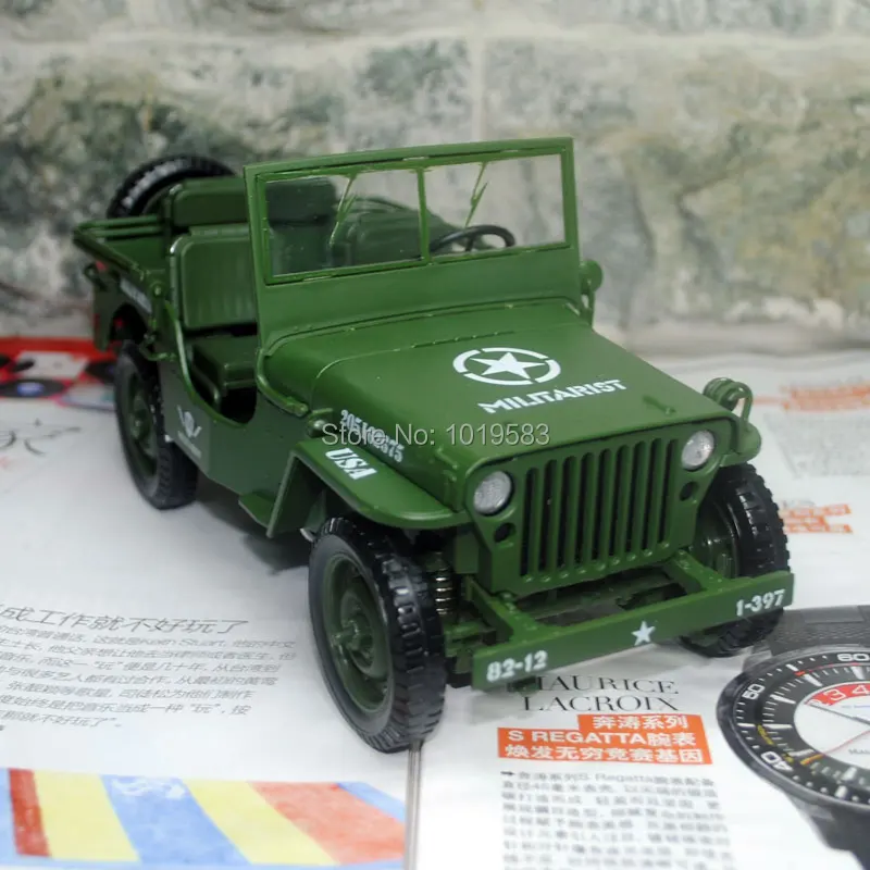 YJ 1/18 Scale World War II U. S. Army Willys JEEP Diecast Metal Car Model Toy New In Box For Collection/Gift/Kids |