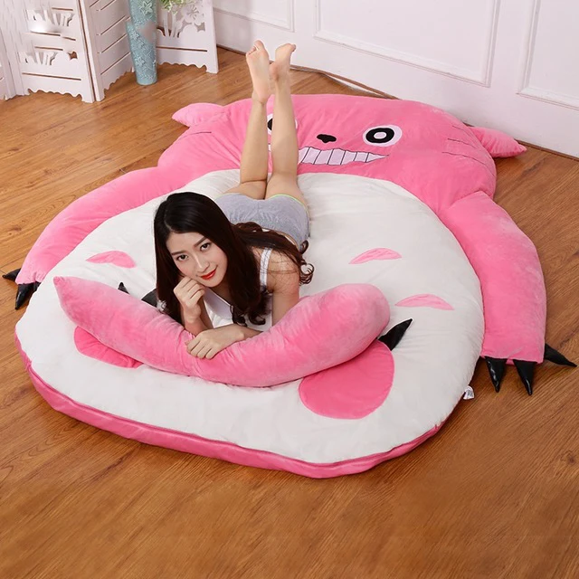 

Pink Totoro lazy sofa bed Single cartoon tatami mats double bed cushion princess girl bedroom sofa mattress