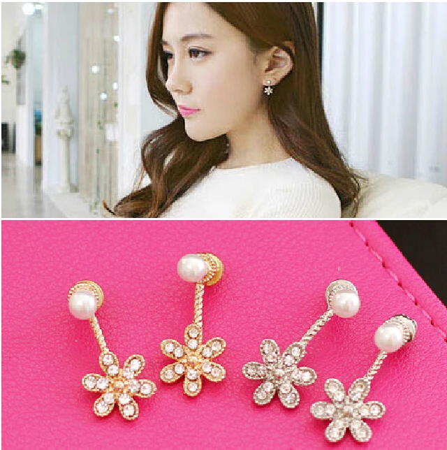 Женские серьги гвоздики с искусственным жемчугом 5 цветов|flower stud earrings|stud earringsstud