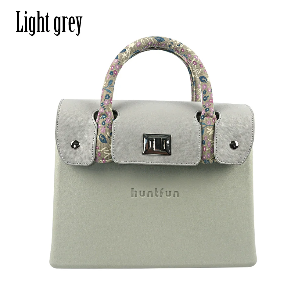 light grey Новая квадратная сумка huntfun EVA с цветочной вставкой из парусины и ручкой с клапаном, водонепроницаемая стильная женская сумка через плечо - Цвет: light grey