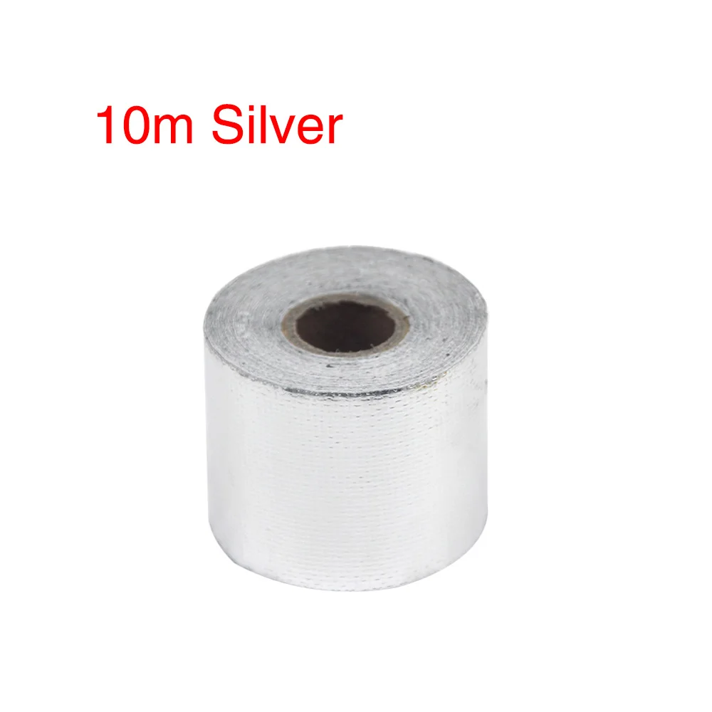 10M silver ZSDTRP 5 м/10 м/15 м выхлопная труба из алюминиевой фольги высокотемпературная оберточная лента светоотражающая теплозащита мото автомобиль Впускной интеркулер - Цвет: 10M silver