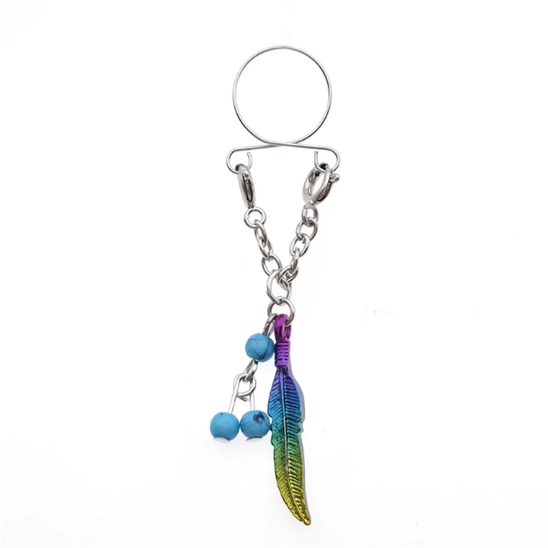 2pcs fashion blue beads dangle nipple rings stainless steel non piercing fake ring adjustable women sexy body jewelry | Украшения и