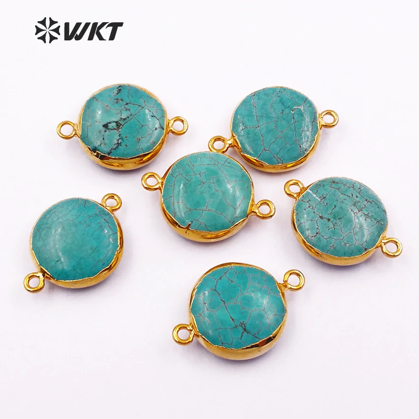 WT-C215 Wholesale Custom Natural Green Holite Stone Round Conectors Graceful Unique For Fashion Jewelry Making | Украшения и
