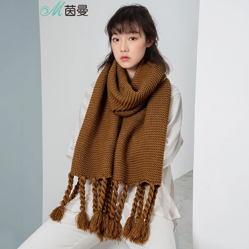 Женский корейский плотный шарф INMAN весенне-осенний однотонный модный |