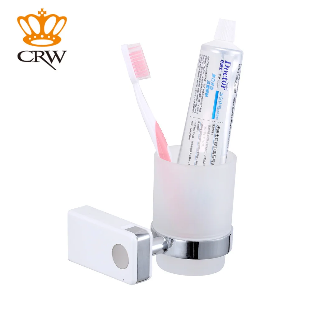 CRW 2 Pieces Bathroom Accessory Set Single Towel Rack Bar + Toothbrush Holder Tumbler with Hook Wall Mount | Обустройство дома