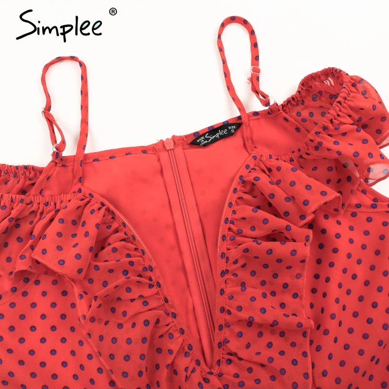 Simplee ремень с v-образным вырезом в горошек летнее повседневное женское платье