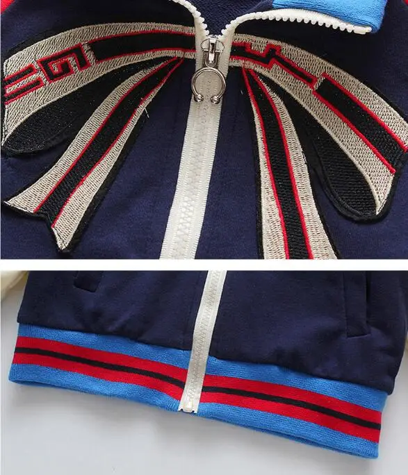 Girls Sets 2019 Spring Girl And Boys Fashion Bow Zipper Top+Pants Two Pcs Suits Set Costumes For Children Kids Clothes | Детская одежда
