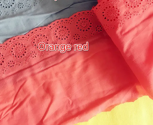 Orange red 5 ярдов/Лот, ручная работа, хлопковая ткань, темно-синий, серый, красный цвет, вышитая кружевная отделка для одежды, платье, кружевная ткань, ширина 20 см, Швейные аксессуары - Цвет: Orange red