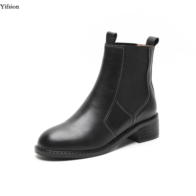 

Olomm/новые женские зимние ботильоны ботинки из натуральной кожи на низком квадратном каблуке вечерние туфли с круглым носком черного и бежев...