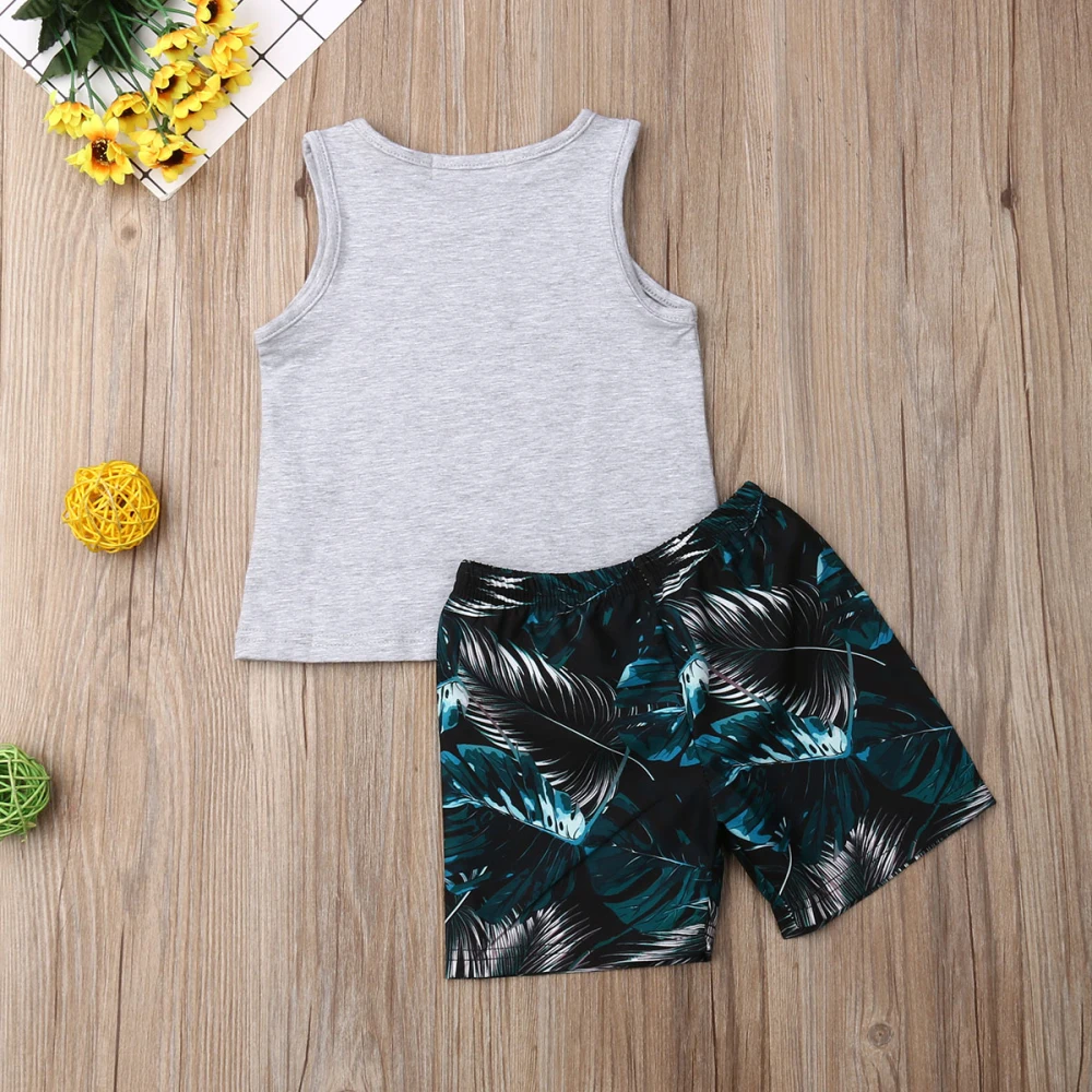 Kids Baby Boy Summer Beach Clothes Coconut Tree Tops Tee+Short Pants Outfits | Детская одежда и обувь