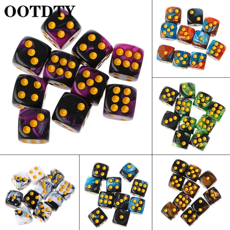 OOTDTY 10 шт. шестисторонний 12 мм прозрачный кубик Круглый угол портативный стол игры Игровые кубики