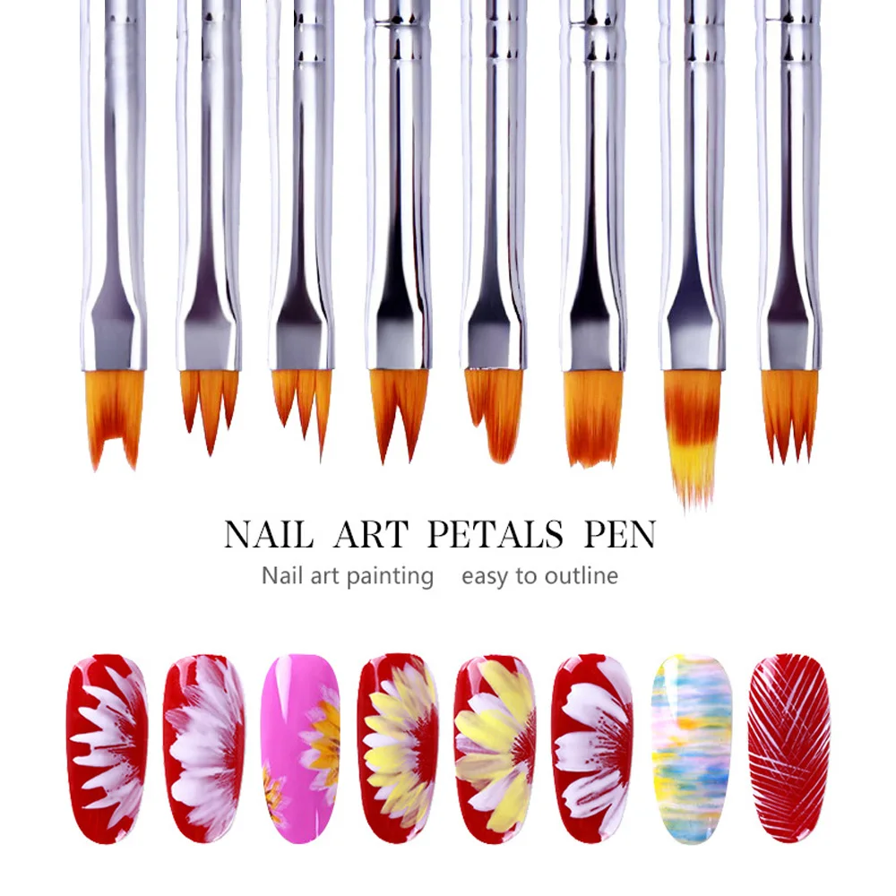 8Pcs Nail Art Tool Acrylic UV Gel Extension Brushes Flower Design Drawing Drill Point Painting Pen Set Home Decor | Красота и
