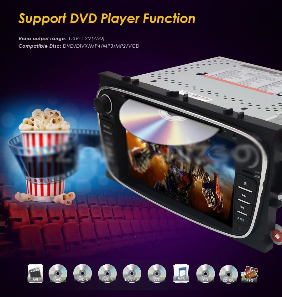 2G + 16G 2 Din 7 &quotавтомобильный dvd плеер Android 6 0 для FORD/FOCUS 2/MONDEO/S MAX/CONNECT 2008 2009 2010 2011