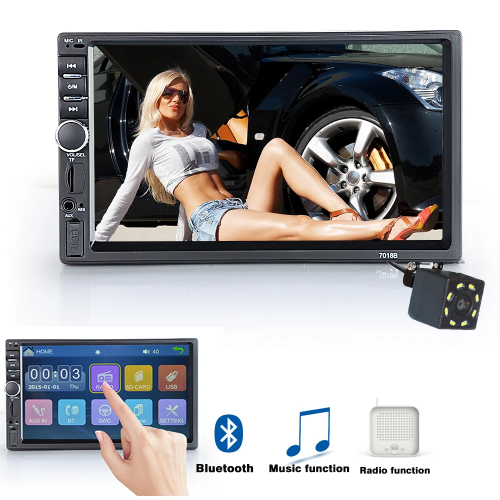 SINOVCLE 2 Din автомагнитола Bluetooth HD " MP5 плеер сенсорный экран FM SD USB ISO мощность Aux вход камера заднего вида автомобильный аудио