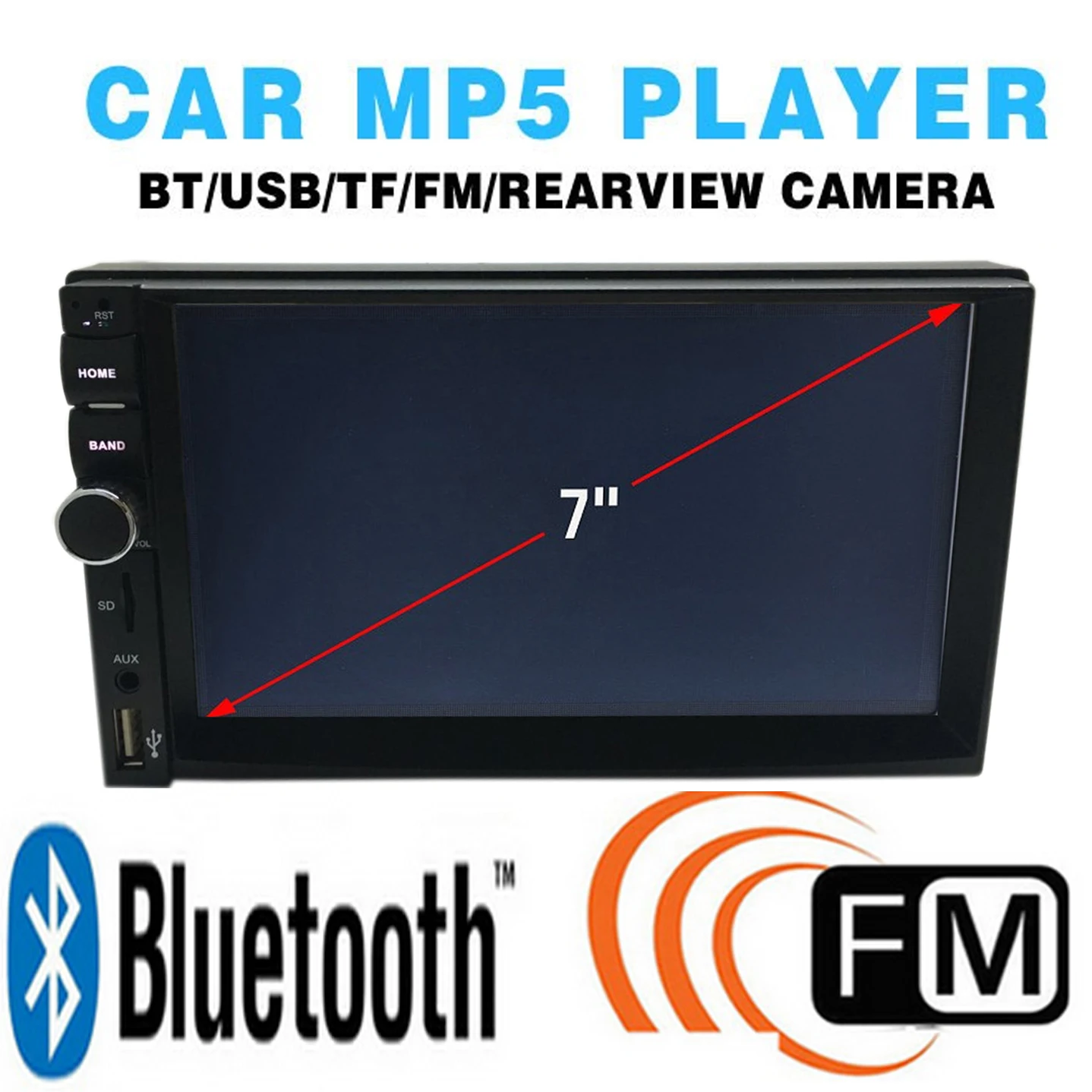 Русский 2 DIN стерео Радио плеер 7 дюймов HD в тире Сенсорный экран Bluetooth автомобиля