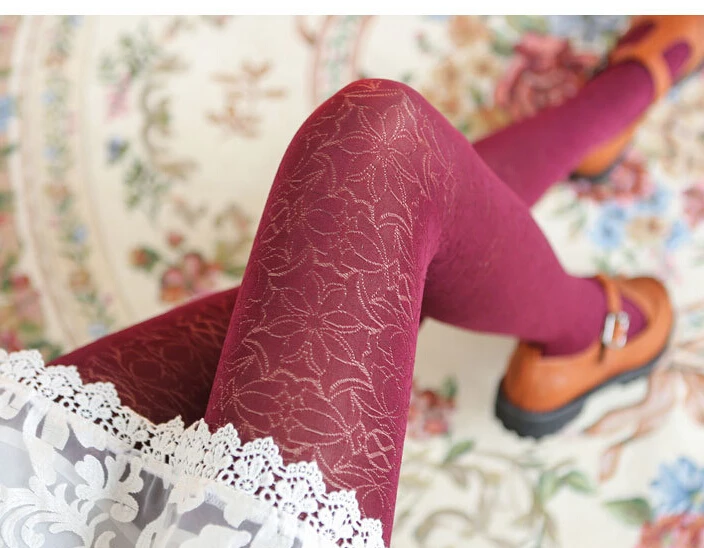 Пикантные винтажные кружевные колготки с татуировкой в виде тюльпана 10 парт/лот