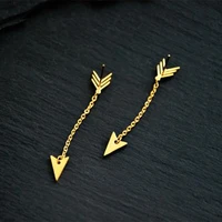 minimalist triangle earring chain arrow earrings for women fashion jewelry stainless steel stud brincos best friend gift