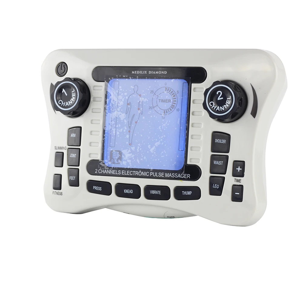 110-240V TENS Digital therapy Dual channel output EMS pain relief massager Electrical nerve muscle stimulator Physiotherapy | Красота и
