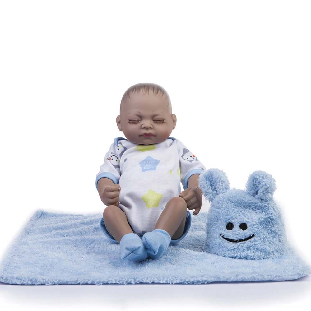 25 см полный корпус черные силиконовые Reborn Детские куклы живые реалистичные