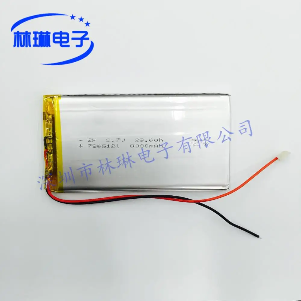 

7565121P 3,7 V 8000mah с защитной платой GPS навигационный планшет полимерная литиевая батарея перезаряжаемая литий-ионная батарея
