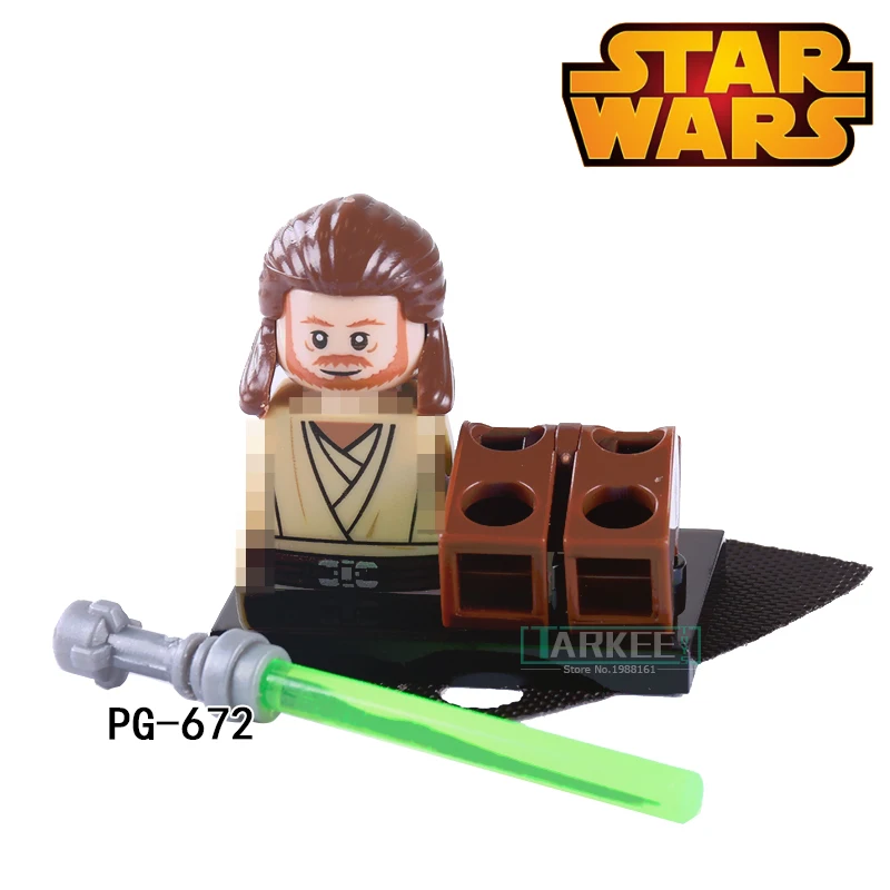 1 шт. StarWars Квай Гон Джинн Люк Скайуокер Princess leia slave рыцаря здания Блоки кирпич