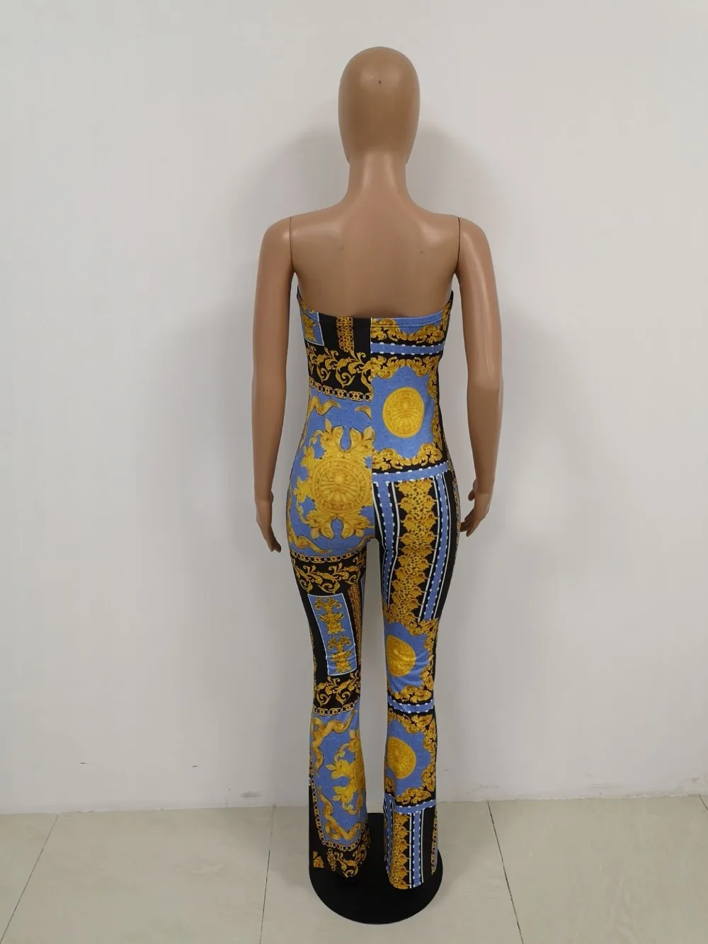 Europe and the United States cross-border strapless retro printing sexy jumpsuits H9534 fashion baby party | Женская одежда