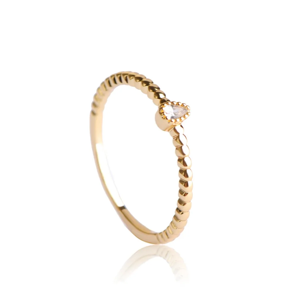 Микро белый циркон проложить тонкое медное кольцо золотого цвета для женщин