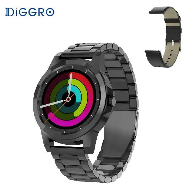 add black strap Diggro DI03 плюс Смарт часы Bluetooth водонепроницаемый монитор сердечного ритма во время сна шагомер 320 мАч умные часы с дополнительный ремень - Цвет: add black strap