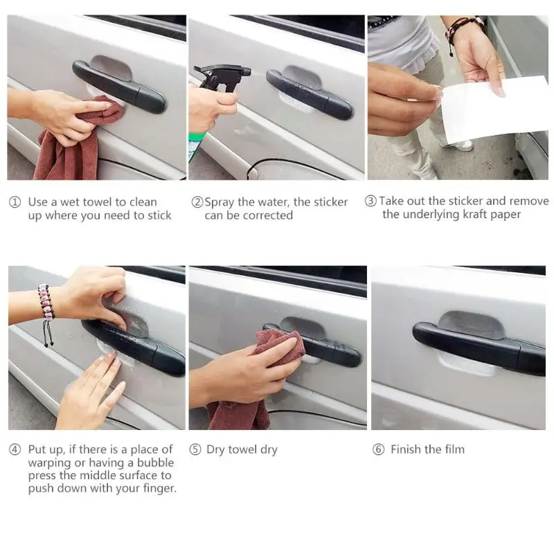 Невидимая прозрачная клейкая пленка VODOOL для защиты дверных ручек автомобиля от