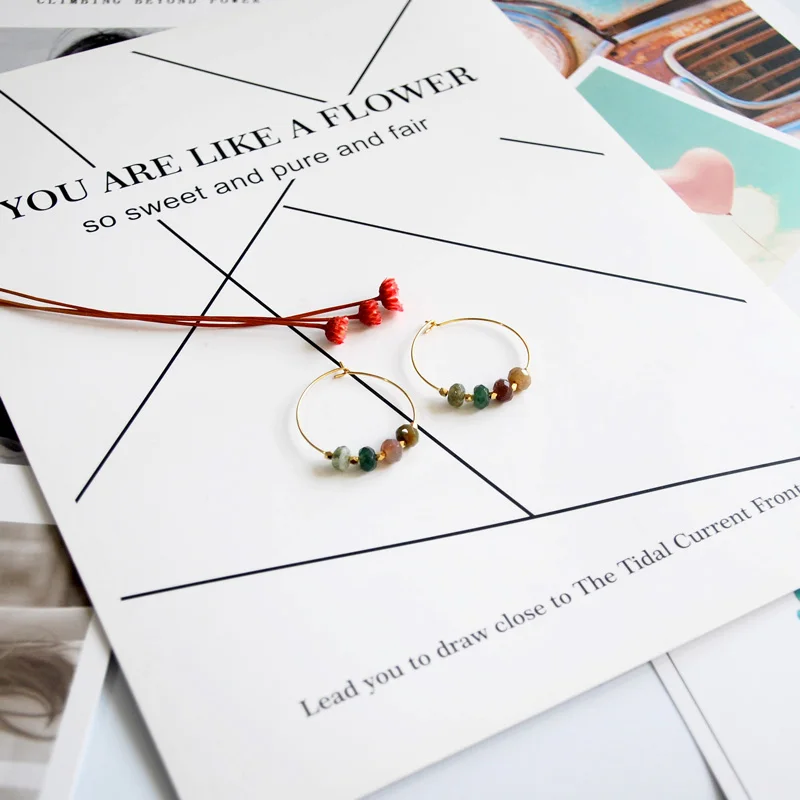 Золотые модные ювелирные изделия серьги кольца в стиле бохо ручной работы