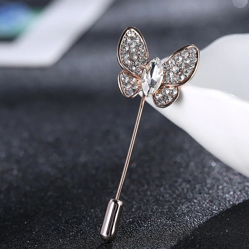 Женская брошка в виде бабочки из сплава с кристаллом циркония|Броши| |