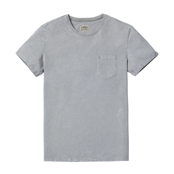 light grey SIMWOOD летняя Новинка, Мужская Винтажная футболка с эффектом кислотной стирки, высокое качество, хлопок, хип-хоп футболка, топы TD017108 - Цвет: light grey