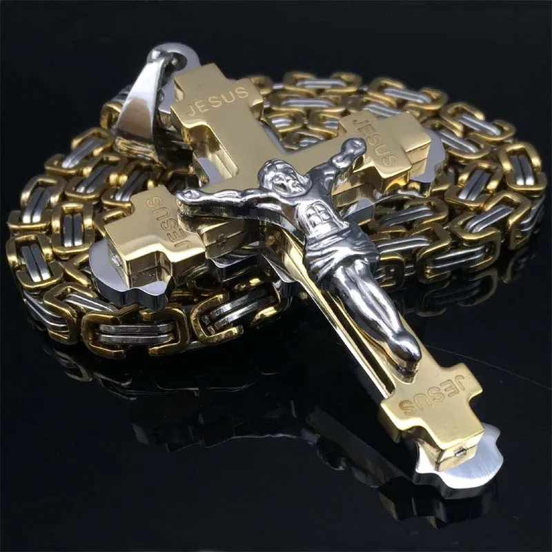 1 шт. из нержавеющей стали византийский золотой тон крест Иисуса Христа подвесные