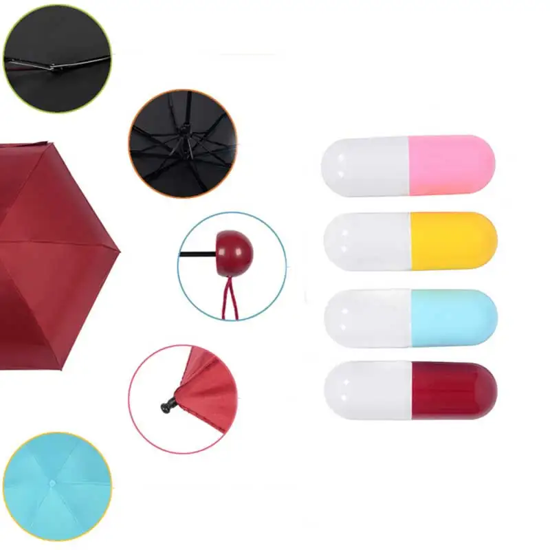 Капсульный мини карманный складной зонтик от дождя и солнца маленький