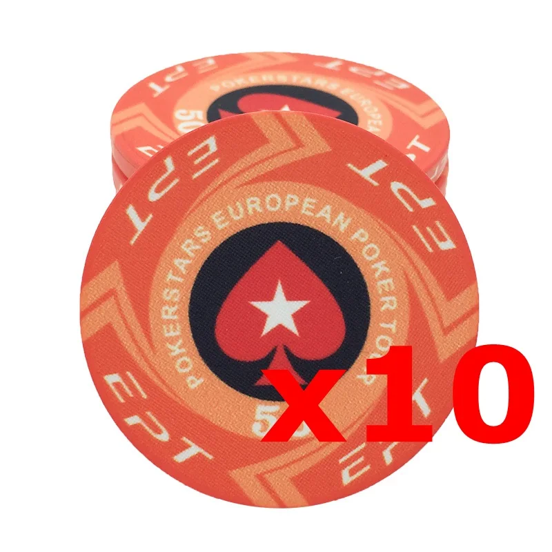 Round 50 Игровые фишки для покера EPT керамические Профессиональные фишки для покера набор настольных игр европейские фишки для покера 10 шт./лот - Цвет: Round 50