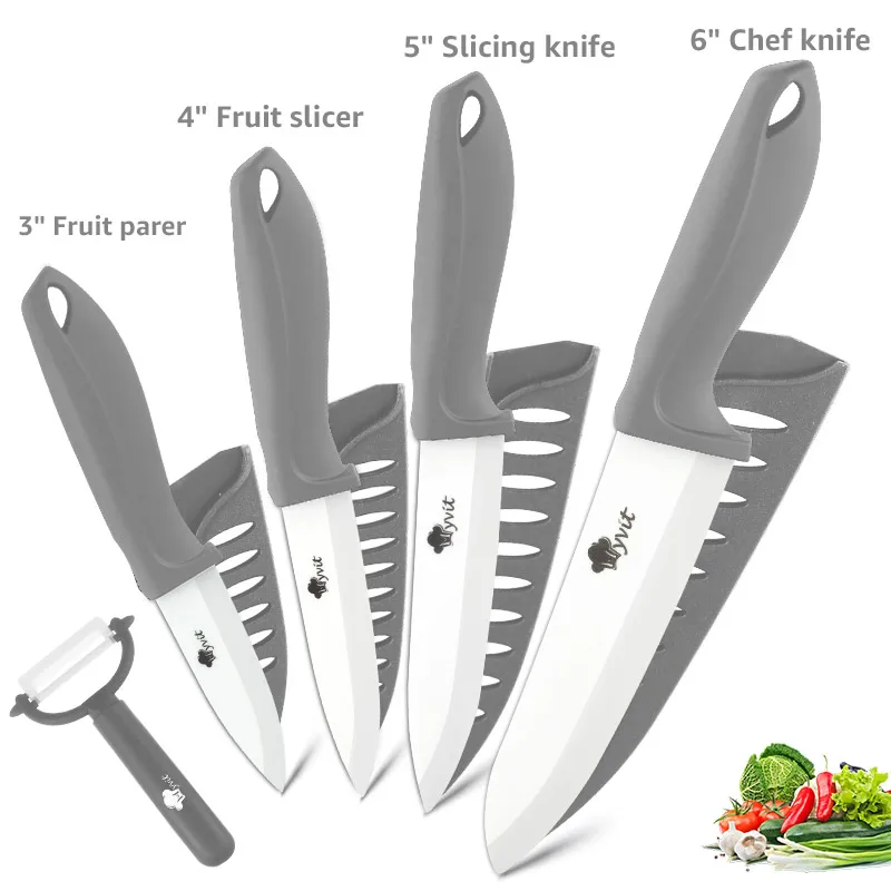 gray 3456 inch Myvit керамический нож 3 4 5 6 дюймов, кухонный нож, нож для нарезки фруктов, овощей, циркония, белое лезвие, поварские ножи - Цвет: gray 3456 inch