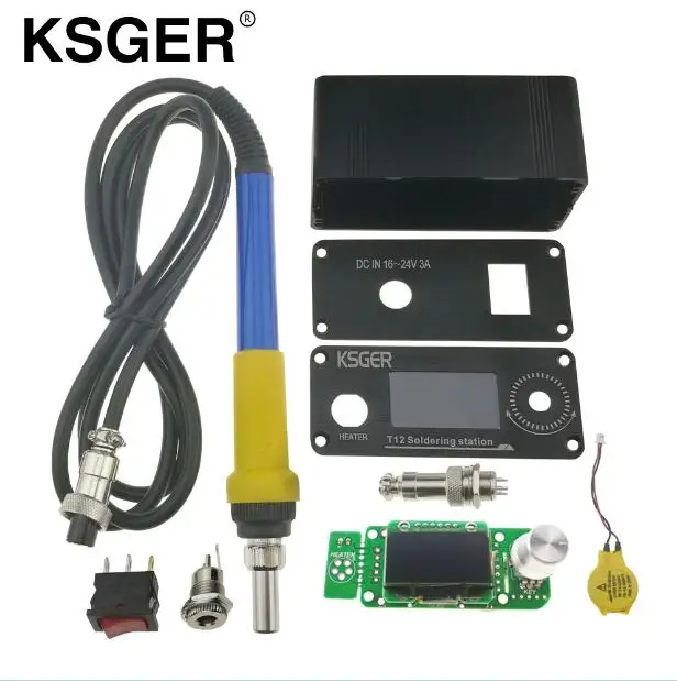DIY SET 5 KSGER STM32 OLED версия V2.0 T12 контроллер паяльной станции с батареей 9501 набор паяльных ручек Электрические паяльники - Цвет: DIY SET 5
