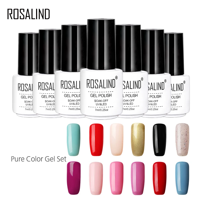 ROSALIND 7 мл чистый цвет серии набор гель-лаков для ногтей отмачиваемый УФ-гель