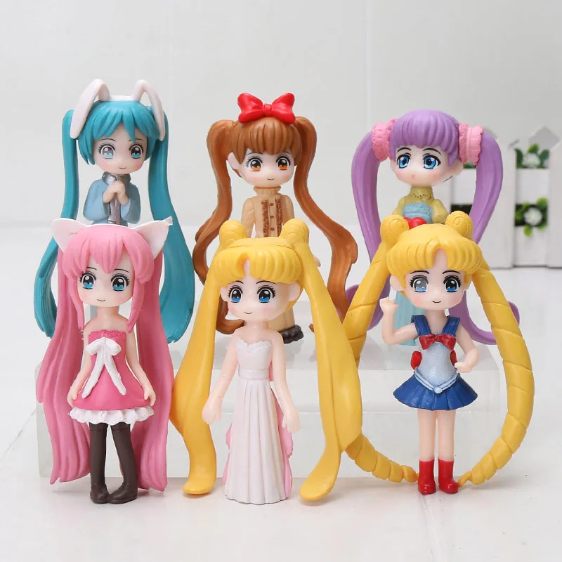 6 шт./компл. японский аниме Сейлор Мун торт Топпер Hatsune Miku Tsukino Усаги Марс Юпитер фигурка торт украшение