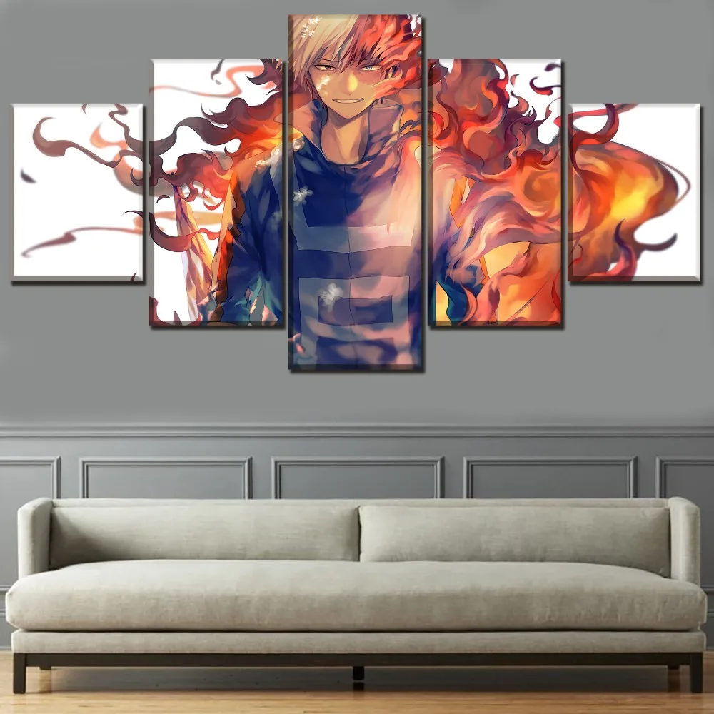5 панелей Постер Boku no Hero My Academia Shouto Todoroki Картина на холсте с принтом домашний декор