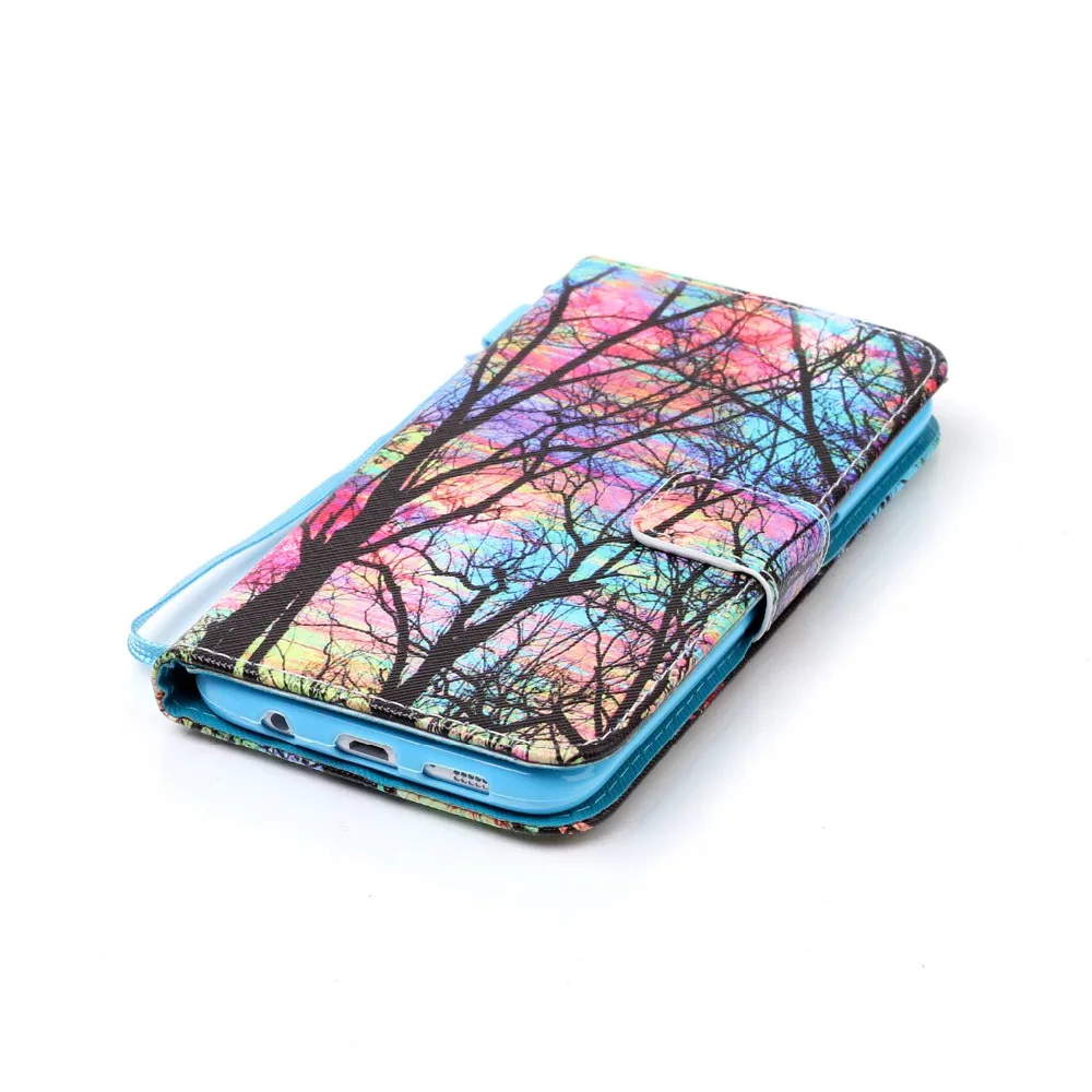 Красочные дерево Радуга кожа флип подставка держатель кошелек + ремешок кожного