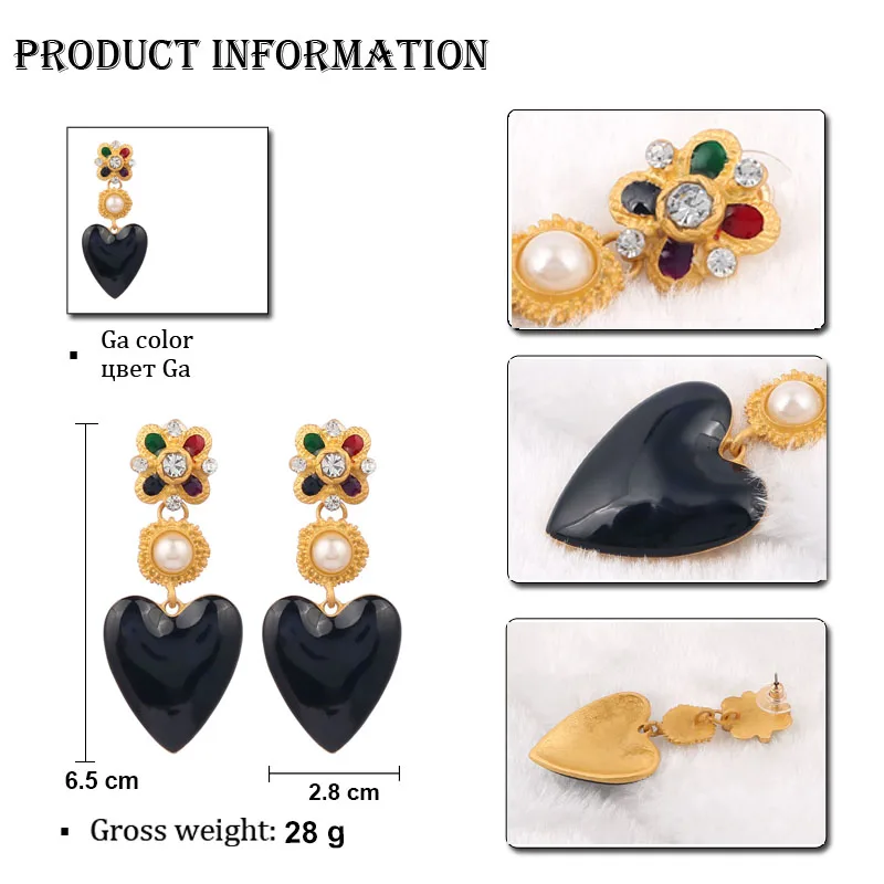 

LEADERBEADS ZA Elegant Love Heart Dangle Earrings for Wedding Statment Fashion Jewelry 2019 Crystal Trendy Heart Drop Earrings