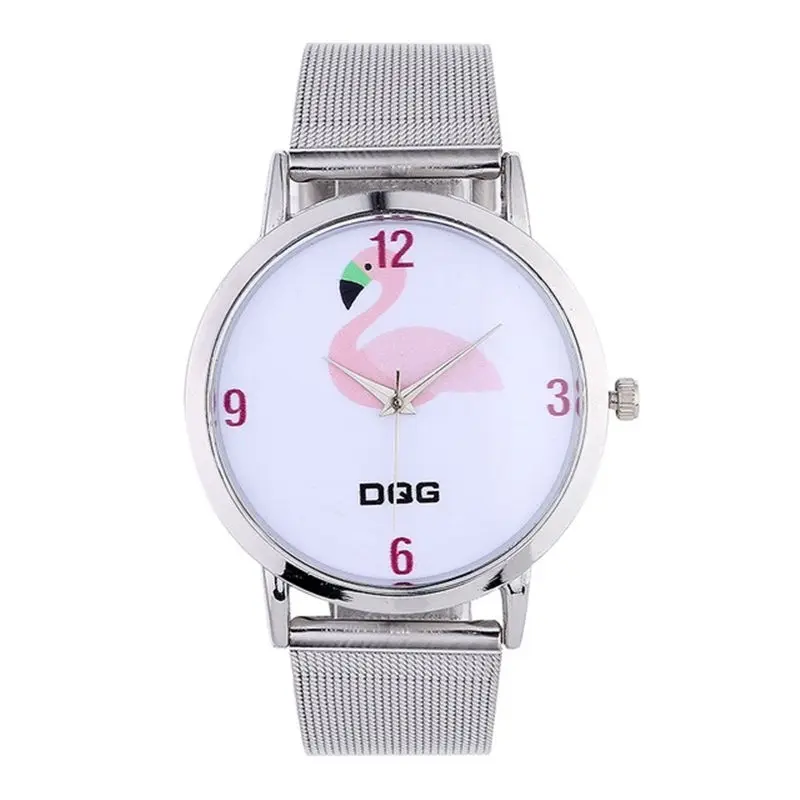 Новый Элитный бренд Для женщин часы модные Дизайн Фламинго печатных кварцевые