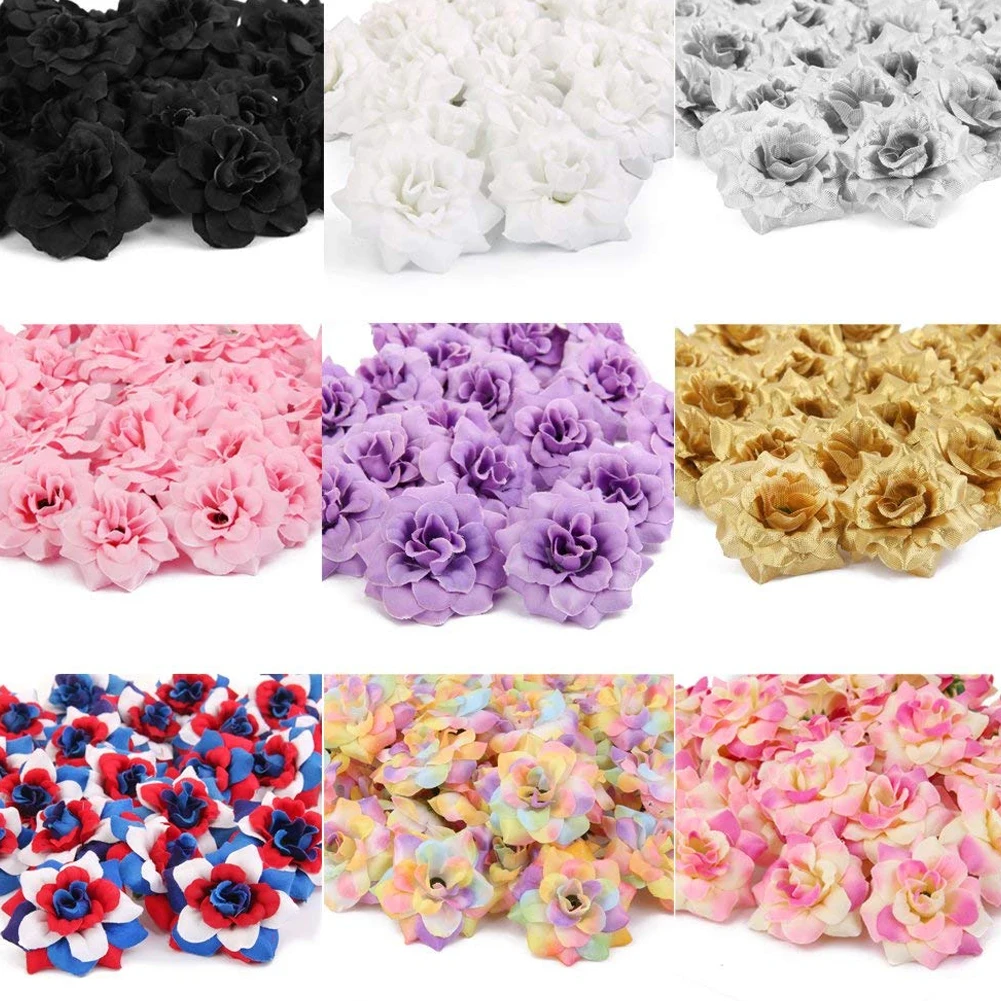 Beautiful Artificial Rose Flower For Wedding Headwear 4.5Cm 50Pcs Black | Дом и сад
