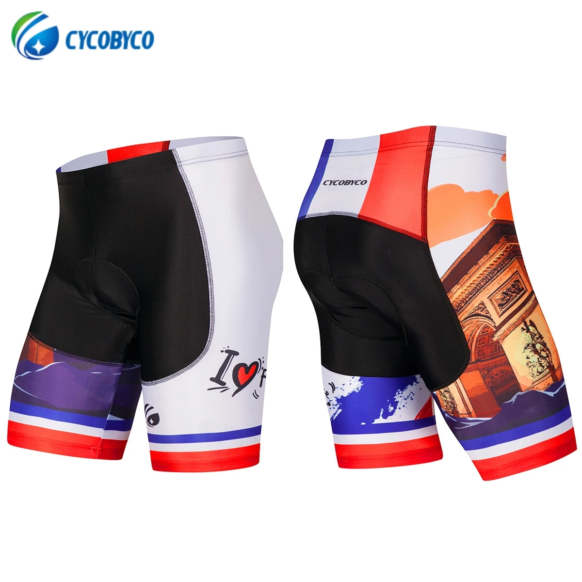 cy607w-France Cycobyco 4D шорты для велоезды с вставками ударопрочный MTB велосипед Ropa Ciclismo колготки Испания, Италия, Франция, Бразилия, американский стиль - Цвет: cy607w-France