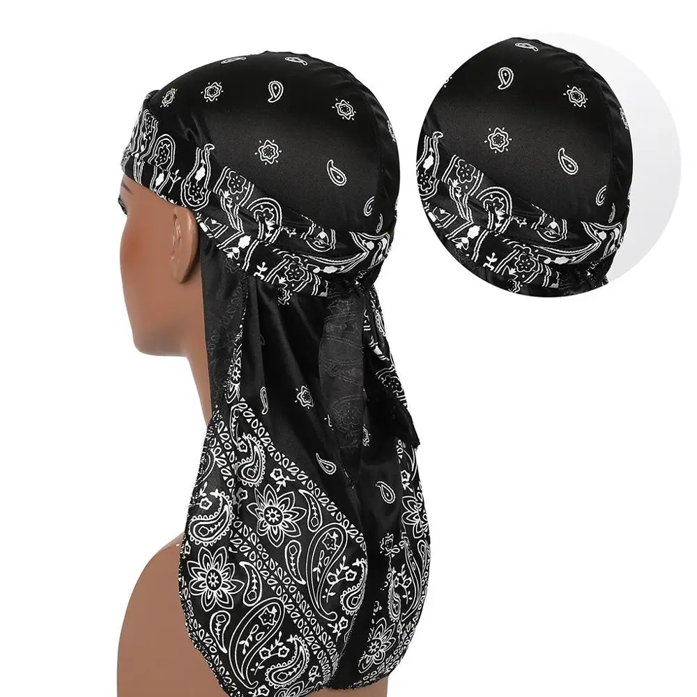 Новинка мужская шапка Durag в стиле хип-хоп бандана раппер тюрбан шелковая повязка