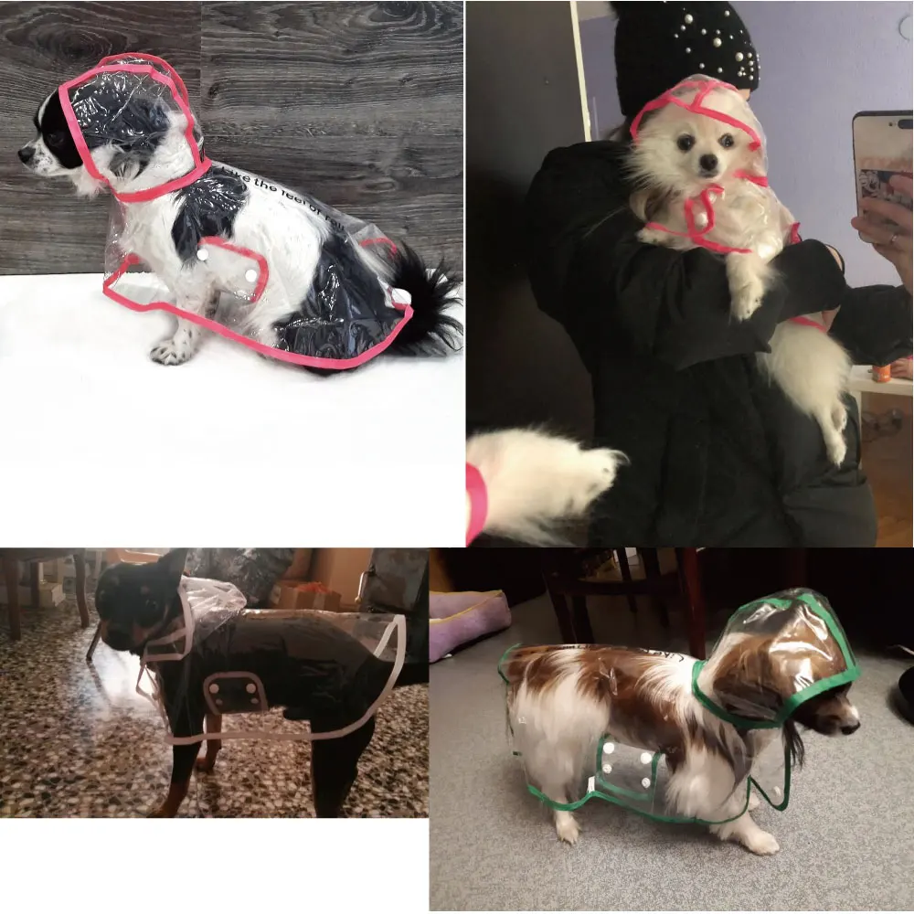 

1PC Fashion Waterproof Transparent PVC light Pet Clothes Dog Puppy Rain Coat Cloak with hood for Dogs Pet Supplies