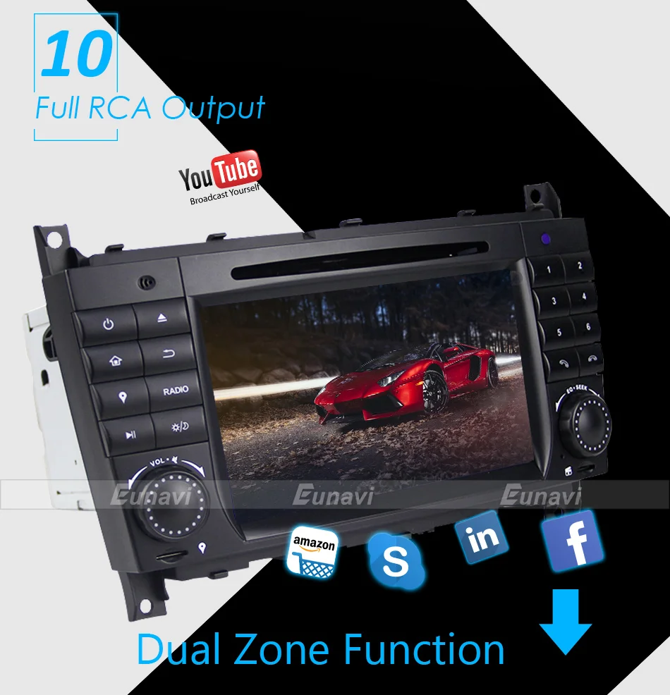 Eunavi 8 ядерный 2 Din Android 9 автомобильный dvd-плеер радио gps для c-класса W203 2004-2007 Clk W209 2005 A-w168 1998 2002 Clk-c209 DSP