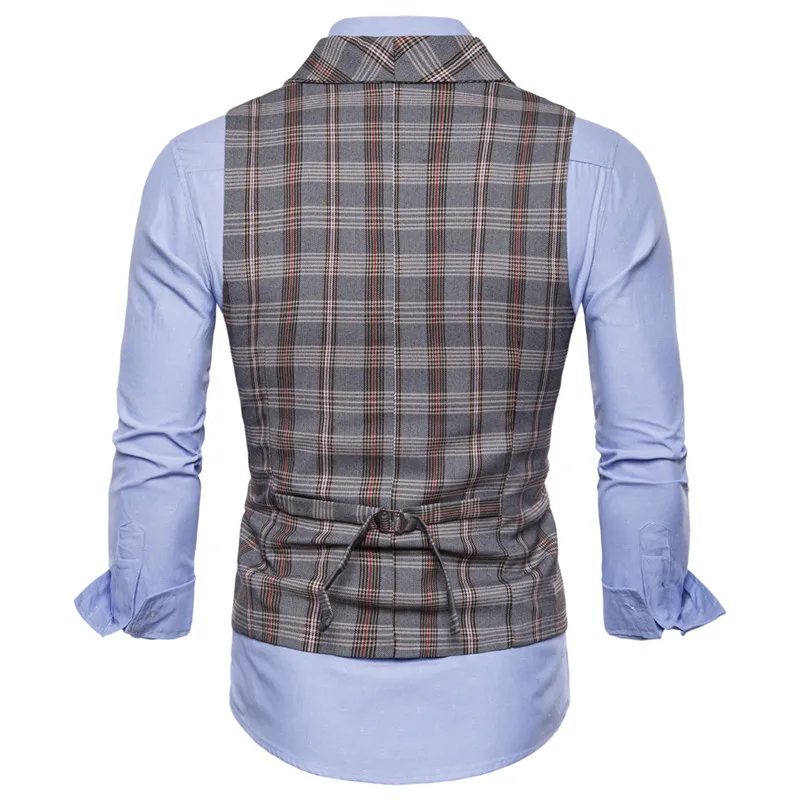 Лидер продаж 2018 мужской костюм Riinr модный Повседневный тонкий жилет в клетку