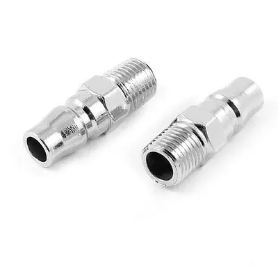 

2 Pcs Pneumatic Fitting 1/4" PT Thread Air Coupler Quick Connector Silver Tone